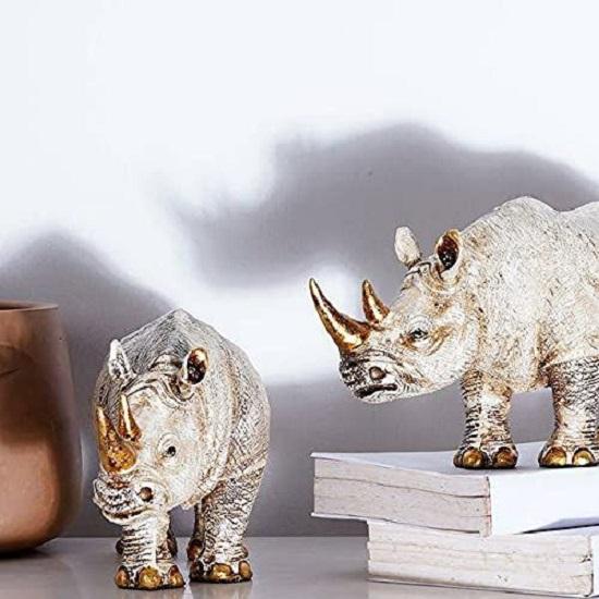 Ein Nashorn Schauobjekt Tischakzent Sammelfiguren für Heim-Innendekoration Artikel Handwerk Wildtier
