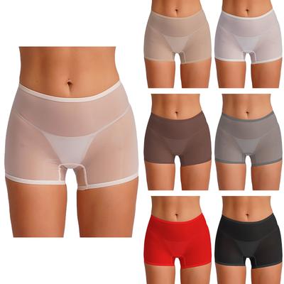 Damen Durchsichtig Dehnbar Glänzend Niedrige Taille Boyshort Boxer Unterwäsche