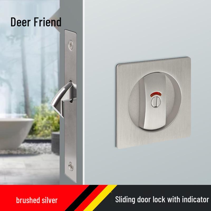 

Modern Privacy Sliding Door Lock for Bathroom: Square Indicator Invisible Pocket Lock.