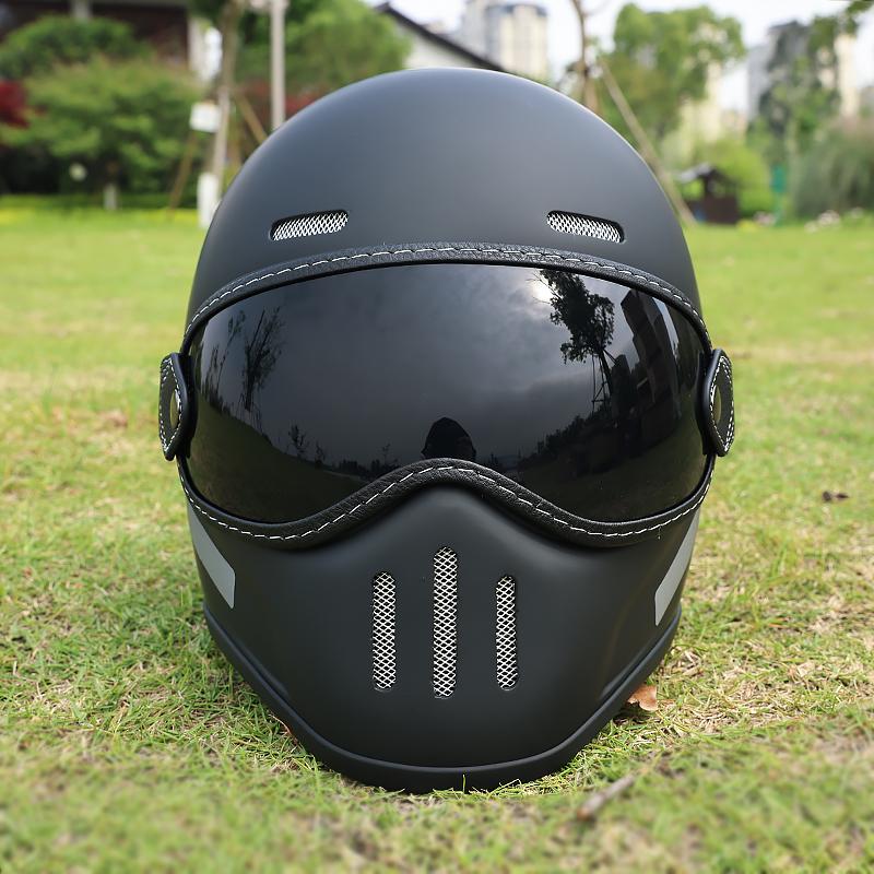 DOT Motorcycle Full Face Helmet Fiberglass Lightweight Casco Moto Double Visor Anti-fog Shield for Men Women