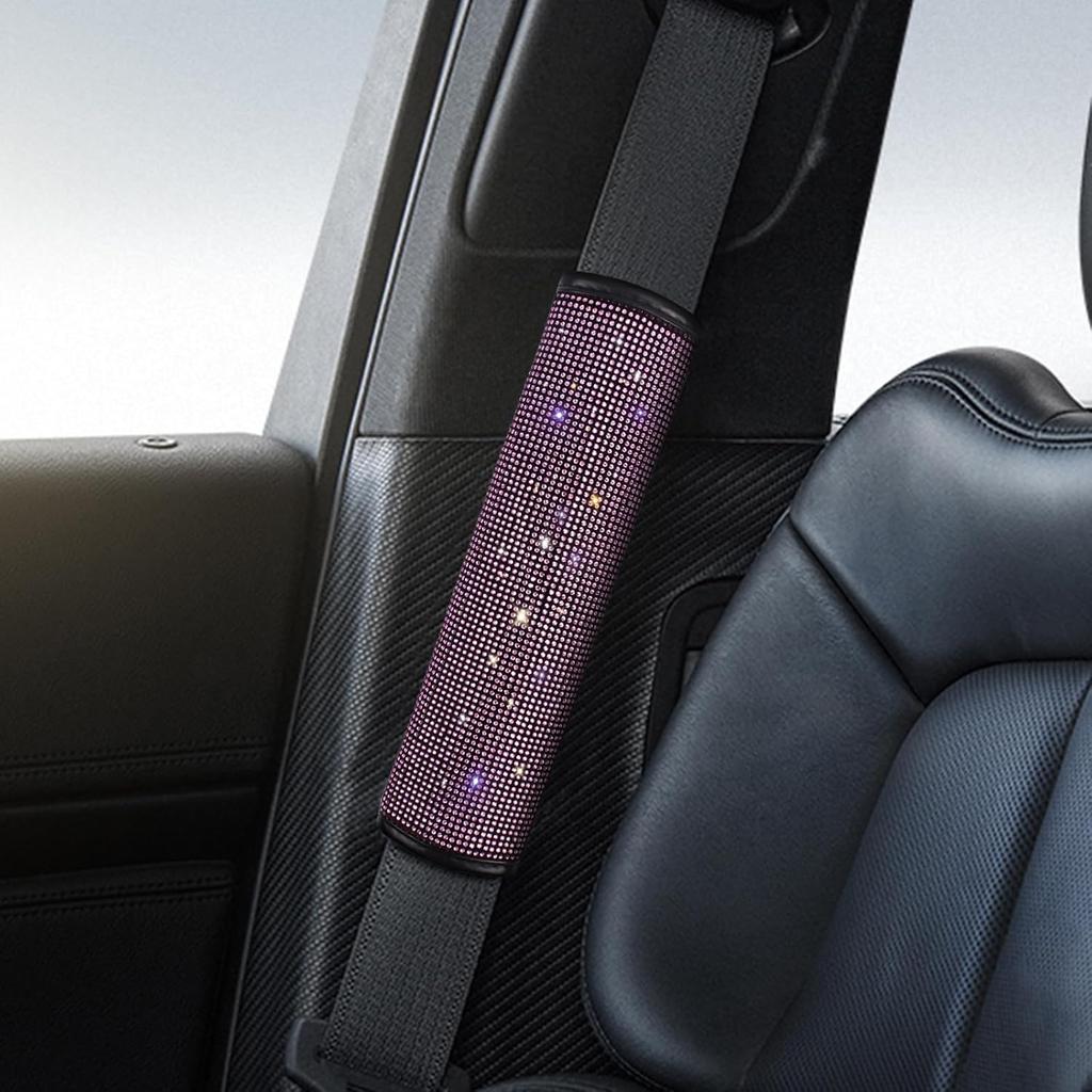 Surpassme 2PC Bling Car Seatbelt Covers, Rhtone Car Seat Belt Covers/Pads With Crystal For Releasing Shoulder/Neck Pressure Car Accessorizes For Car,