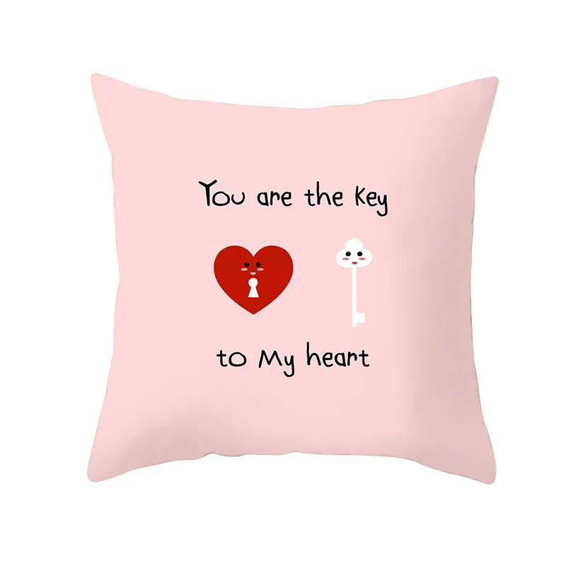 Valentine's Day Cushion Cover Romantic Wedding Party Decorations Print Cushion Cover Pillowcase Valentine's Day Gift