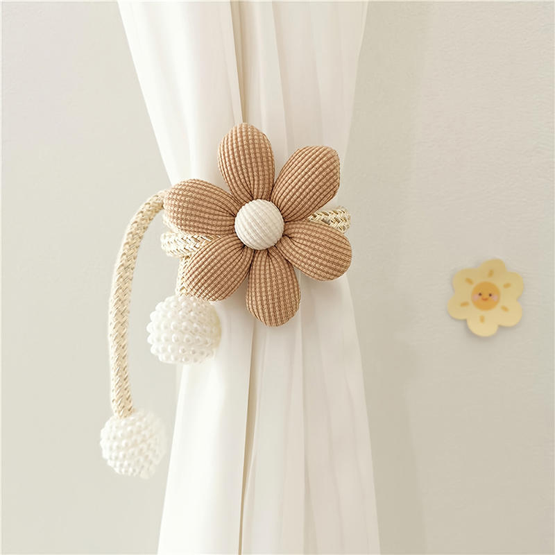 1Pair Flower Shape Curtain Tieback Elastic Band Window Curtain Buckles Magnetic Buckle Curtain Rope Holders Kids Room Home