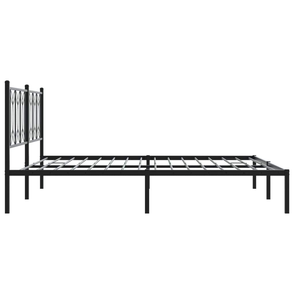 Metal Bed Frame with Headboard Black 183 X 213 Cm