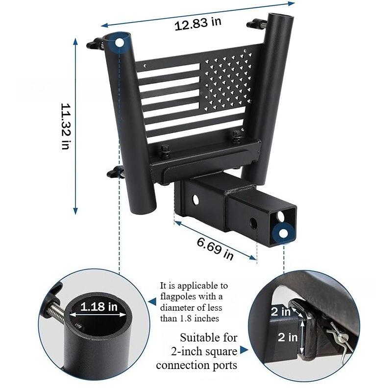 Für Universelles SUV Jeep LKW 2 Zoll Receiver Hitch Mount Verlängerter Fahnenmast Halter Abschlepp Heckhalter Zubehör Off Road ATV UTV