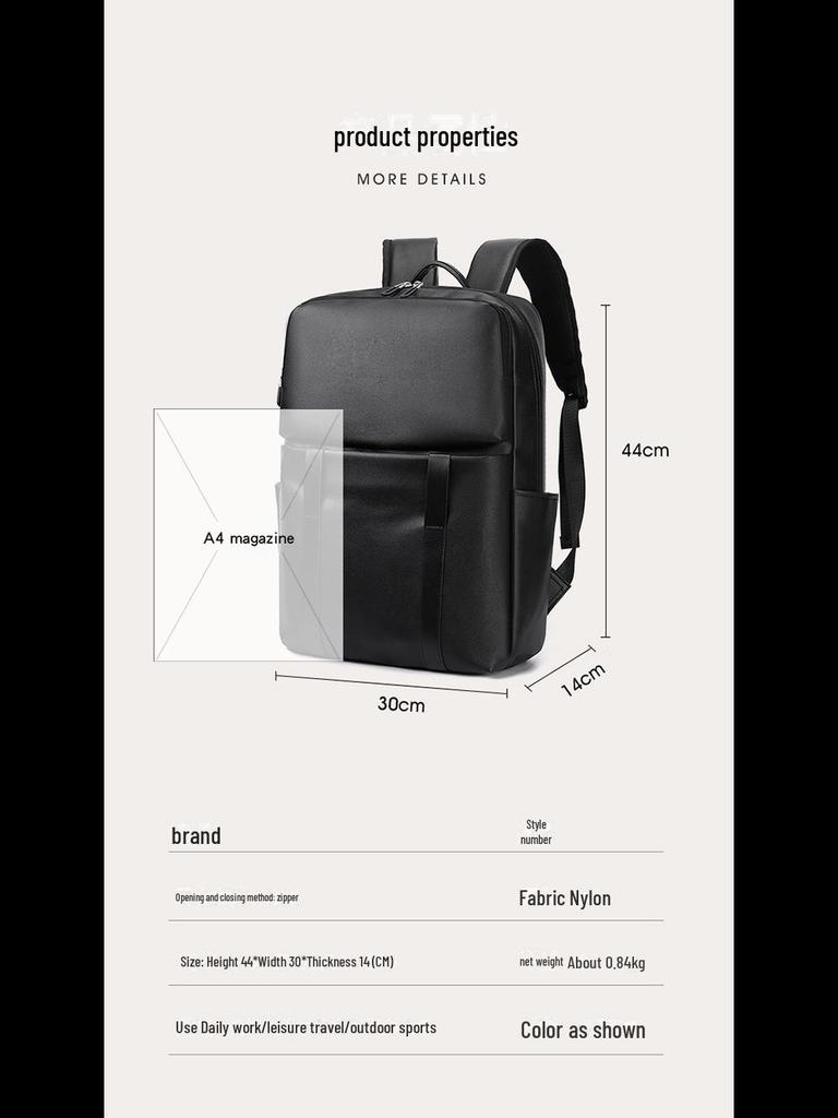 Men's Trendy Large Capacity PU Backpack for Travel and Commute