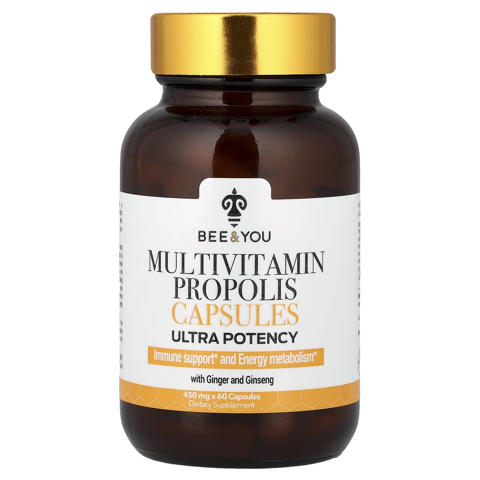 

Bee & You, Multivitamin Propolis Capsules with Ginger and Ginseng, Ultra Potency, 60 Capsules