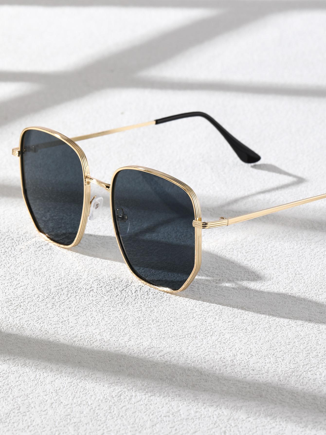 

1 шт. Модные классические квадратные солнцезащитные очки в металлической оправе для женщин и мужчин, повседневные очки, аксессуары для очков.