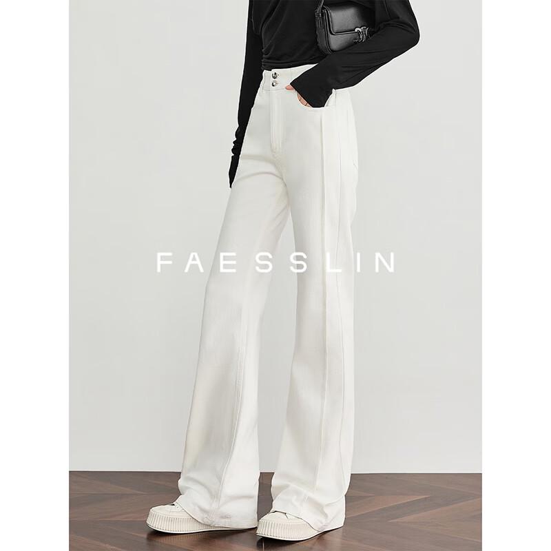 

FAESSLIN Women s White Supermodel Leg High-Rise Bootcut Jeans M
