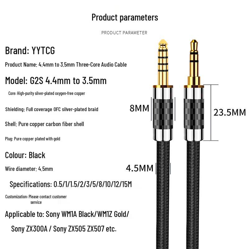 YYTCG Silver-Plated 4.4mm Balanced Audiophile Audio Cable