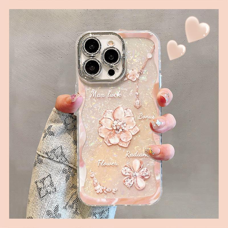 Crystal Flower Bracelet Apple 17promax Mobile Phone Case Iphone16 for 15 Light Luxury Premium 14 New 13
