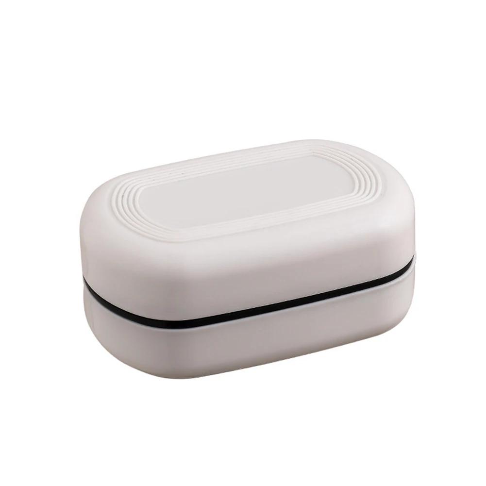 1pc Soap Box With Lid Travel Reusable Dish Holder Container Soap Case Bathroom Accessories PP Double Layer Drainage Net Handle
