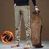 Men Winter Fleece Warm Corduroy Pants Men Business Fashion Slim Fit Stretch Thicken Gray Khaki Fluff Casual Trousers Male