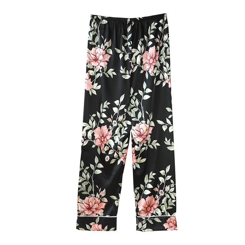 Drucken Blumen Pyjamas Set Frauen Koreanische Hause Tragen Lange Ärmeln Set Satin Lange Hose Casual Chic Nachtwäsche Trend