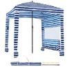 Tenda de Praia, 1,83 x 1,83 m Toldo de Praia com Parede Lateral, Proteção UPF 50+ Tenda Cabana de Montagem Fácil com Bolsos de Areia, Abrigo Solar Portátil
