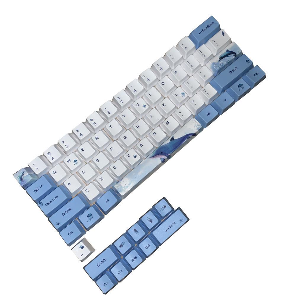 Nakładki na klawisze PBT Dye-Sub z motywem delfina pingwina OEM Profile Fit Cherry MX Switches do klawiatur mechanicznych GK61 GK64 GH60 XD60 XD64