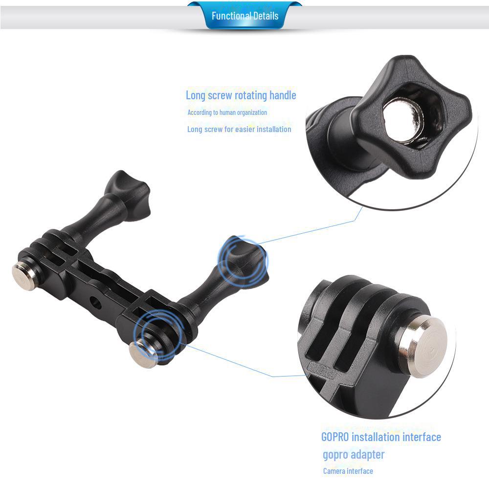 Braçadeira de metal em formato de O para câmera esportiva GoPro para bicicleta e motocicleta com suporte horizontal de cabeça dupla de 360°.