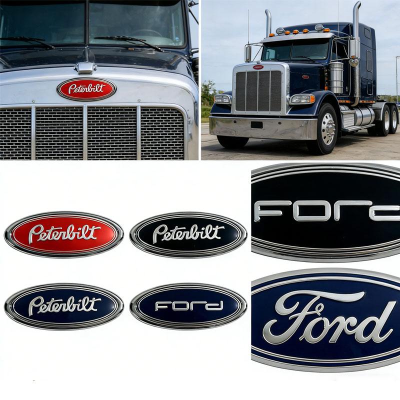 Car Front Grille Rear Trunk Hood Lid Peterbilt Logo Replace Stickers for Ford Focus Mondeo Fiesta Kuga MK2 Everest Escape Ranger