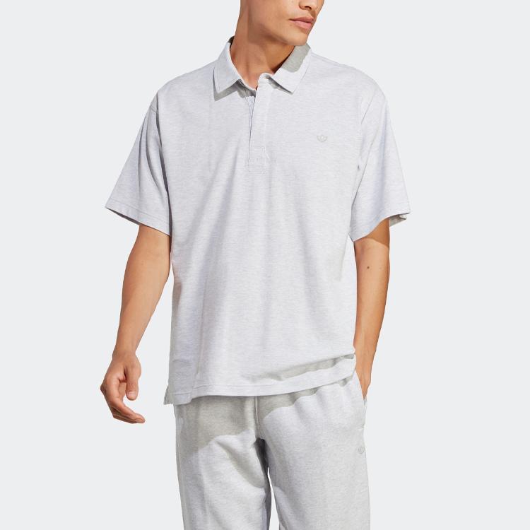 Adidas Originals Essentials Polo Shirt With Solid Color Logo Men Tops Light-Hemp-Gray IC5120