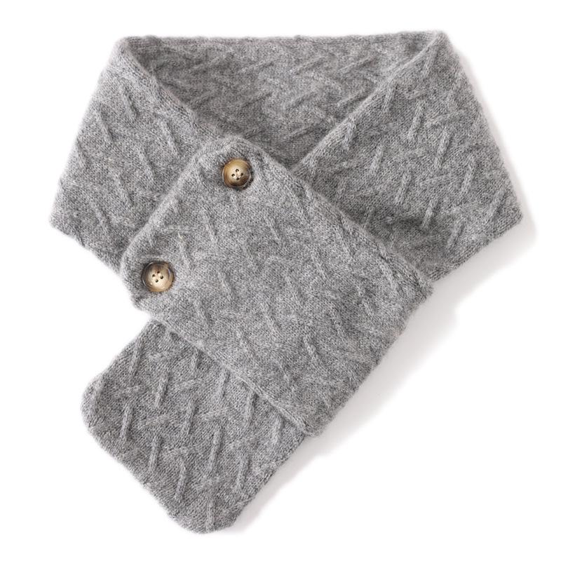 Unisex Kaschmirschal: Vielseitiger, warmer Wollstrick-Schlauchschal mit zwei Knöpfen zum Schutz des Halses bei kaltem Wetter