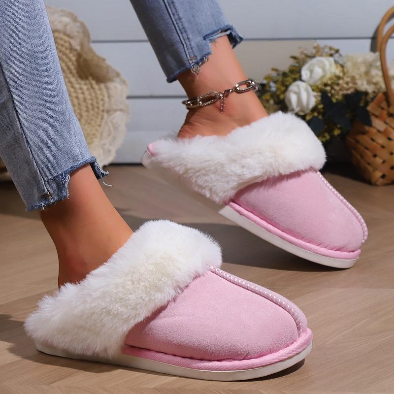Cotton slippers women's autumn and winter plush home fluff mop head indoor non-slip home cotton slippers