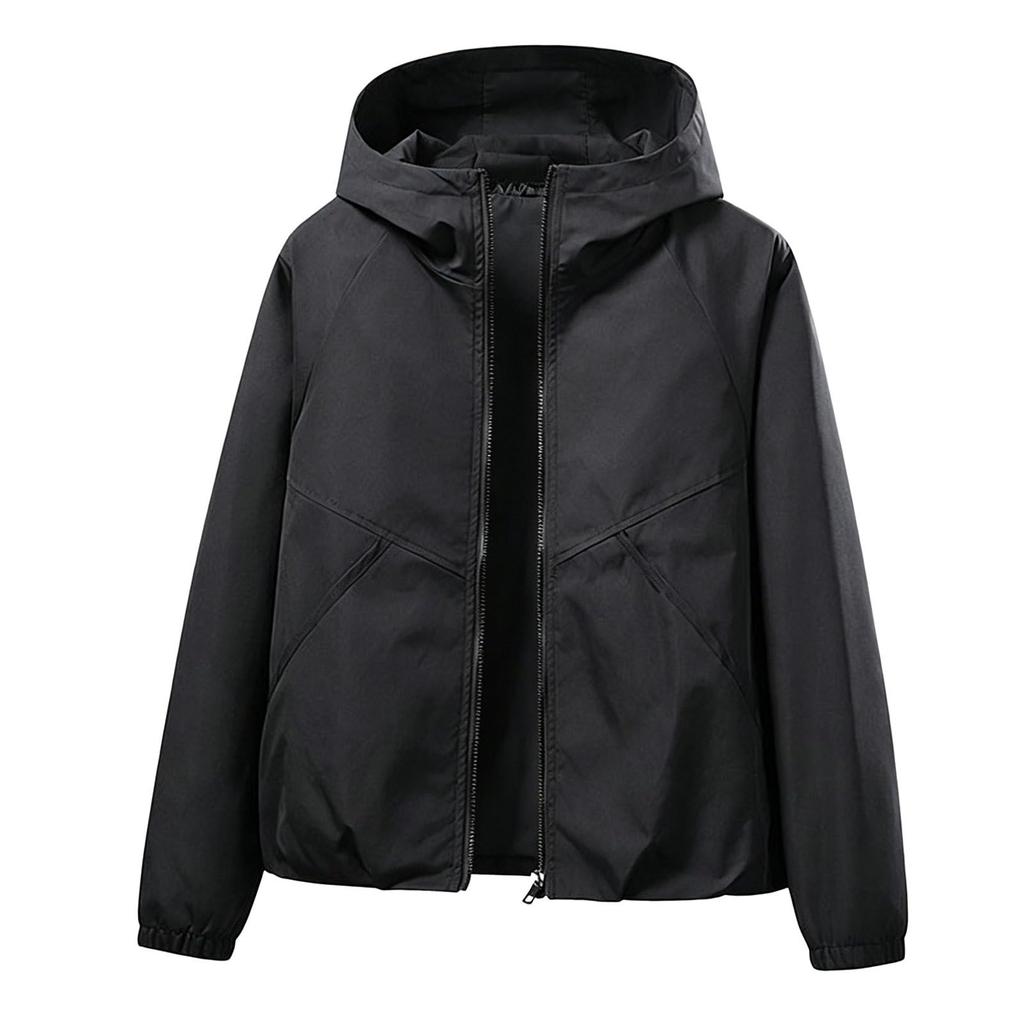 Dámská lehká nepromokavá bunda s kapucí na zip Ležérní větrovka Outdoorový pláštěnka
