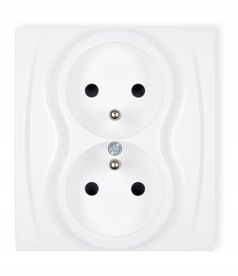 Gniazdo Ścienne Podwójne 16A 250V Białe Z Uziemieniem 1 Szt.