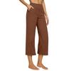 Women Cropped Pants High Waisted Straight Wide Leg Casual Pants with Pockets Loose Fit Vacation Office Trousers