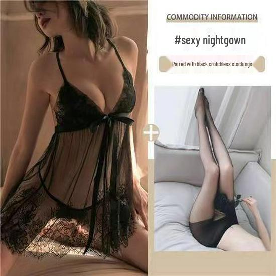 Plus Size Women's Transparent Lace Sleepwear - Sexy, Easy-Remove, Tempting