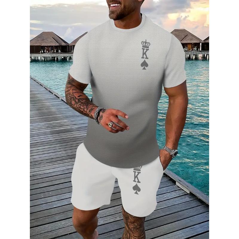 Popular Men's T-shirts Shorts Set 3D Crown King Print Casual Hawaiian Tee Suit Summer Men Women Tracksuit 2 Piece Jogger Outfits