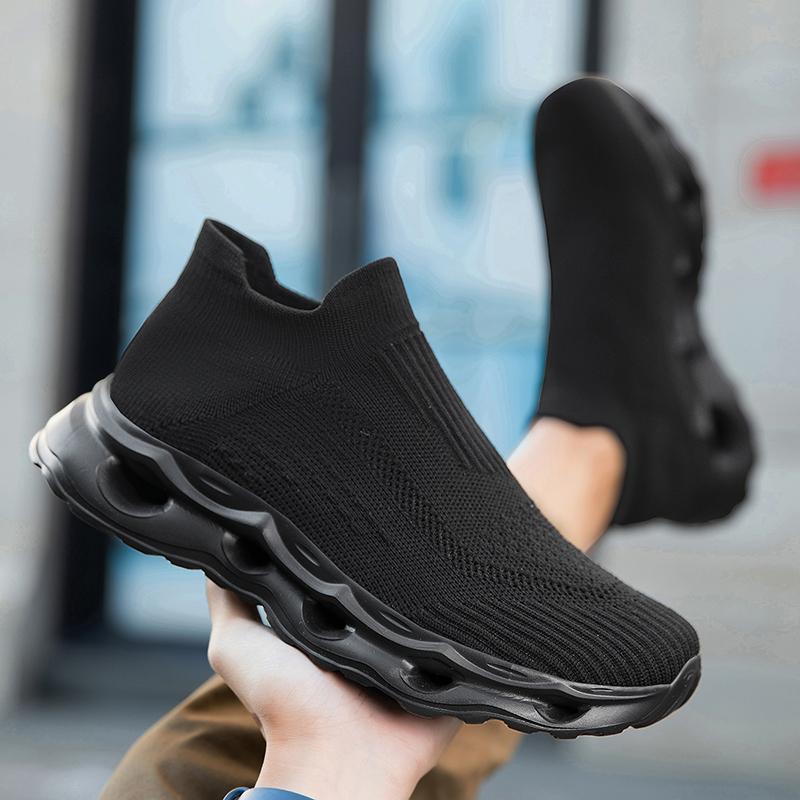 Fashion Men Sports Running Black Jogging Shoes Casual Sneakers Brown Outdoor Breathable Mesh Women Light Shock-absorption Black 36-47