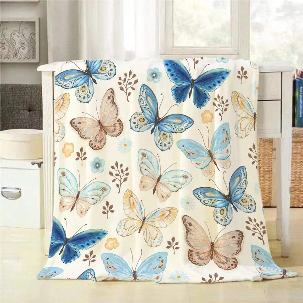 Colored Butterfly Tree digital-printed polyester Bedroom velvet flannel cover blanket Fleece soft sofa cover blankets for beds