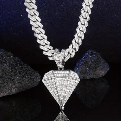 Kubanische Kette mit Volldiamantanhänger, europäische und amerikanische Persönlichkeit, trendiger Herren-Ins-Stil, cooler Hip-Hop-Rapper-Halskettenschmuck