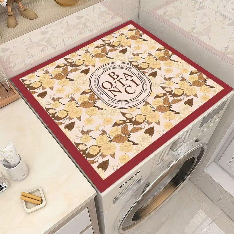 Solid Color Washing Machine and Refrigerator Dust Cover: Diatom Mud, Absorbent, Non-Slip, Dirt-Resistant Mat