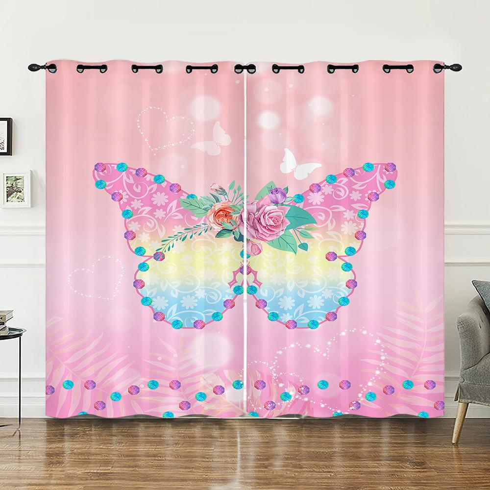 Curtains Butterfly Pattern Curtains Bedroom Living Room Universal Digital Printing Blackout Curtains