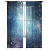 Starry Deep Sky Galaxy Star Window Curtains For Living Room Bedroom Kitchen Chiffon Sheer Window Treatment