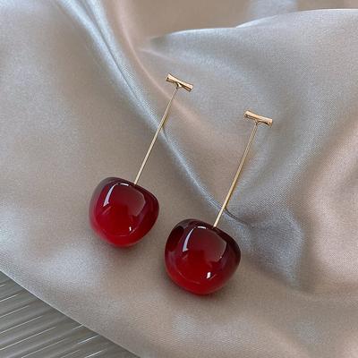 Boucles d'oreilles pendantes en forme de cerise, mignonnes, à la mode, pendentif cerise douce pour femmes, accessoires bijoux pour fête de mariage