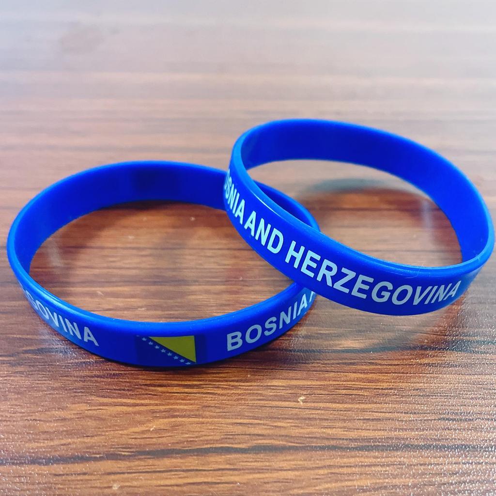 2pcs Bosnia and Herzegovina Flag Silicone Bracelets Sport Wristbands National Flags Wrist Strap Men Women Motivational Rubber Band Fashion Accessories
