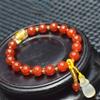 Nafu Ins Round Bead Bracelet Simple Chalcedony Pendant Simple Red Agate Beaded Bracelets  Gift