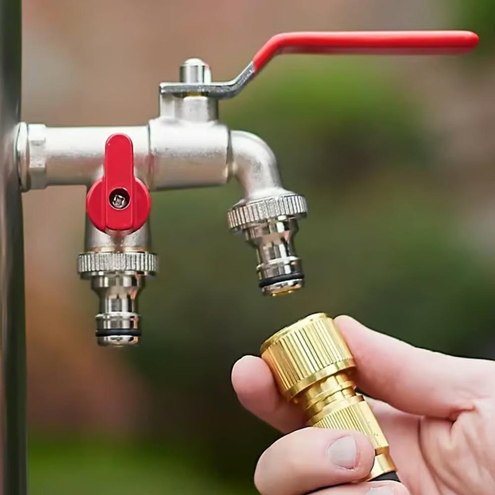 Industrial And Home Irrigation Zinc Alloy Garden Bibcocks Inlet 1 With Dual Bibcock 2 And Outdoor Nipple Outlet Faucet Balc B5H6