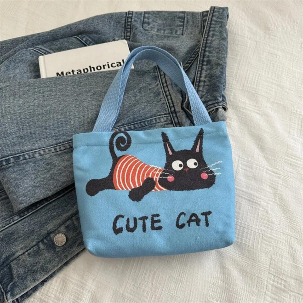 Süße Mini-Canvas-Tasche Koreanischer Stil Tragbare Damen-Handtasche Lunchtasche Cartoon Geldbeutel Kopfhörer-Aufbewahrungstaschen Lunchtasche