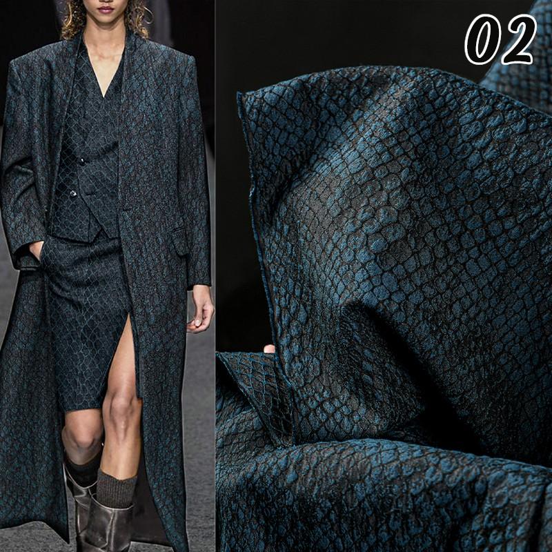 Vintage Luxe Slangenleer Jacquard Stof Designer Stof DIY Naaien Herenjas Kleding Puur Polyester Materiaal Borduurwerk Glad