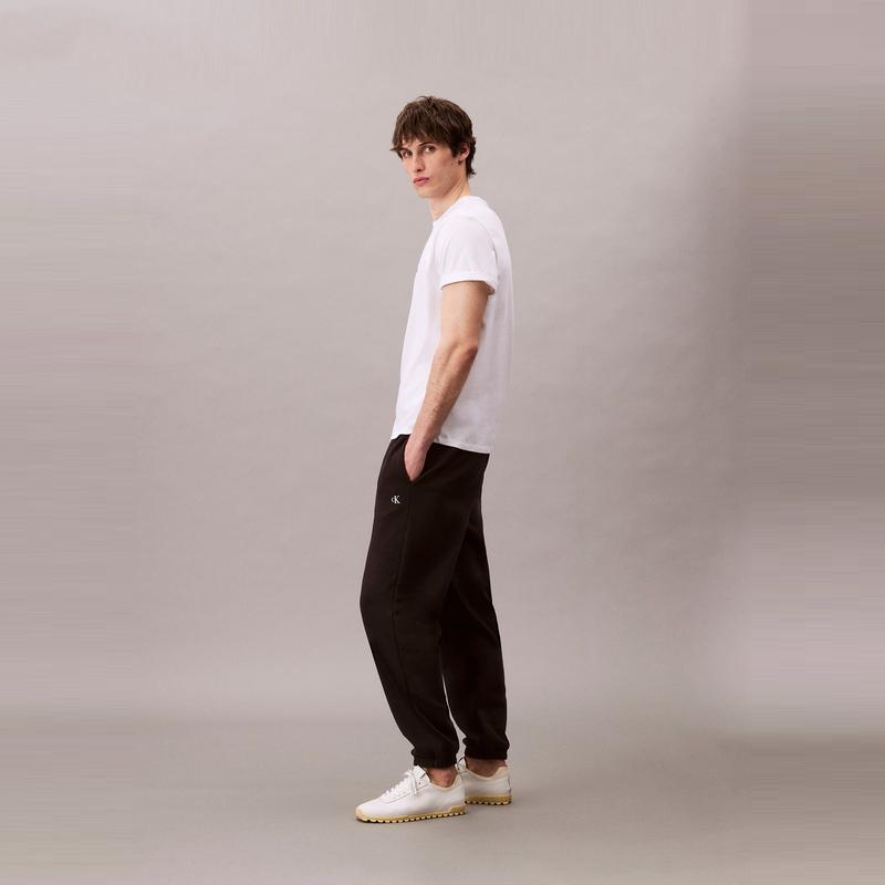 Calvin Klein Fleece Letter Embroidery Drawstring Cuffed Casual Pants Men bottoms Black 40QM432