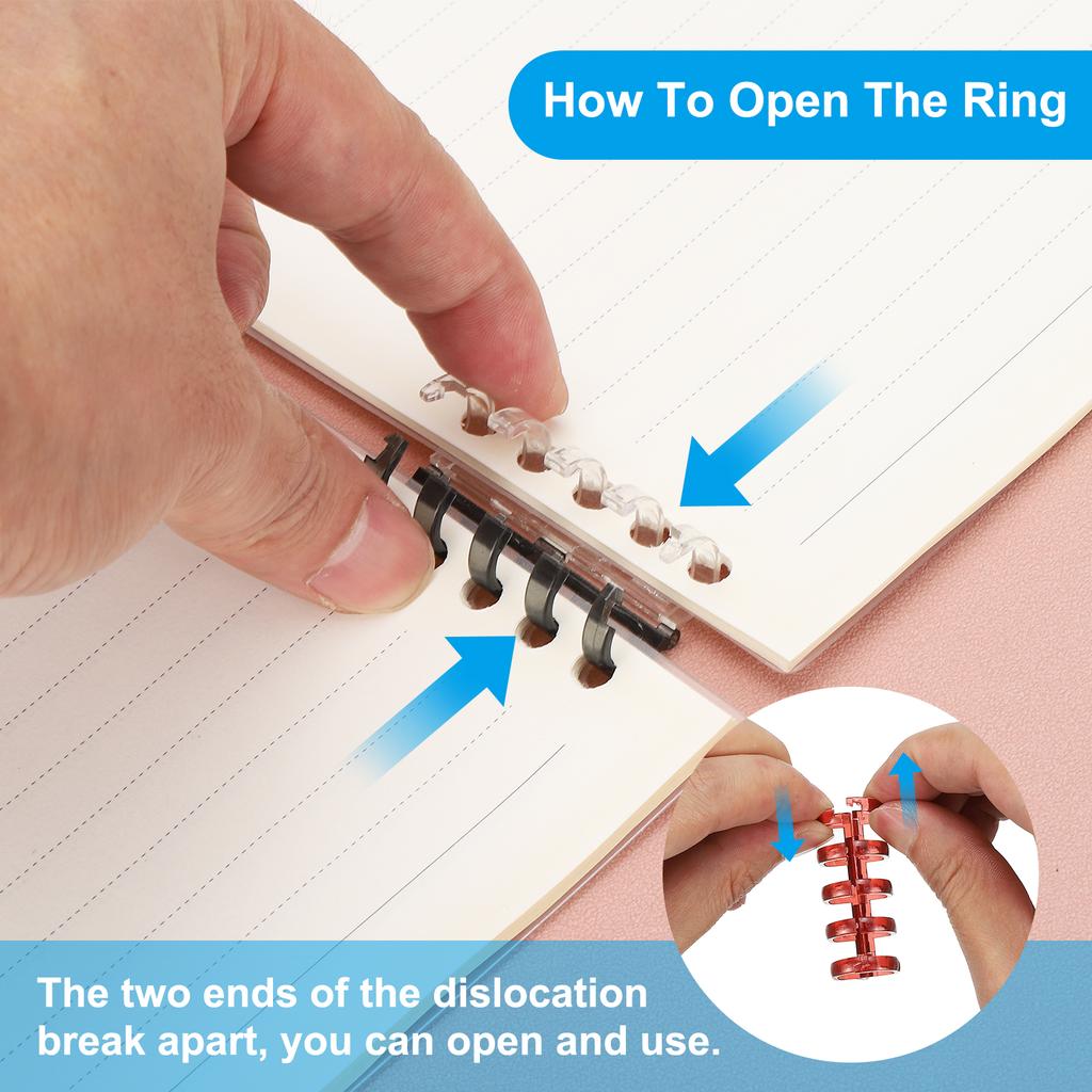 10/20Pcs 5-Ring Binding Spines Snap Split Binder Rings Plastic Round Loose-Leaf Rings Comb Folio Binder Stationery Office Supply