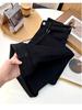 S35 Women's High-Waisted Slimming Wide-Leg Fleece Denim Pants - Black-Gray.