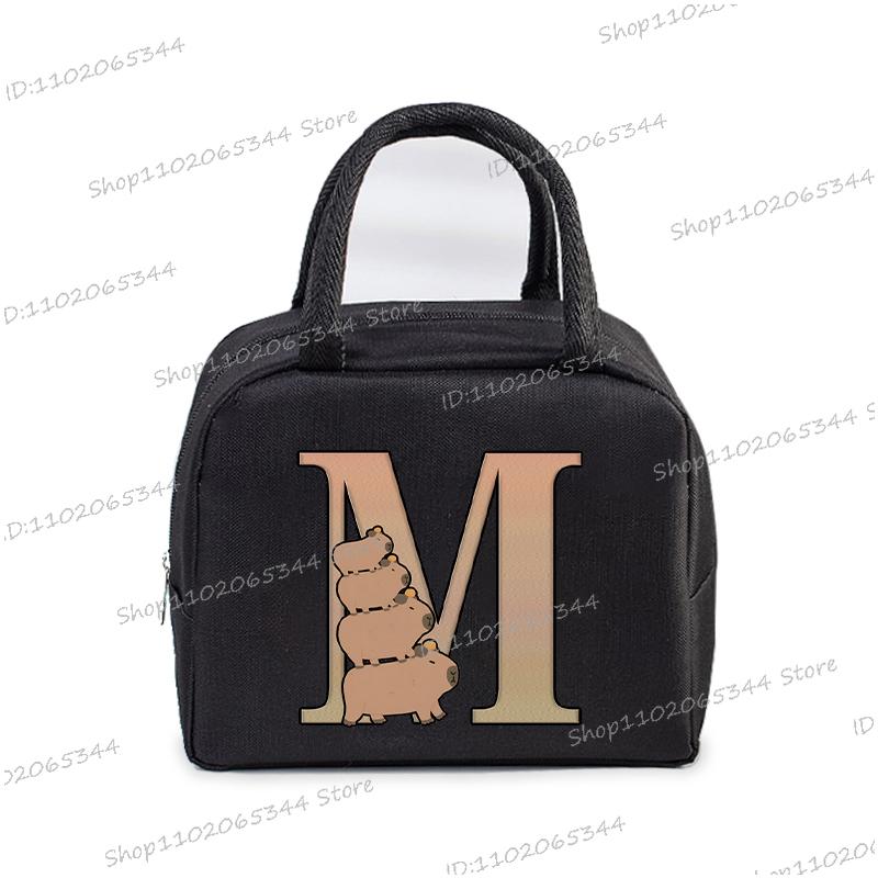 1Pc Cartoon Capybara Alphabet Portable Lunch Bag Women Men Portable Food Insulation Package Funny Capybara Letter Kid Lunch Bags