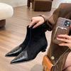 Ankle Boots for Women Suede Pointed Toe Snow Boots Women Shoes 2024 Trend Designer Pumps Goth Chelsea Botas Gladiator Zapatos