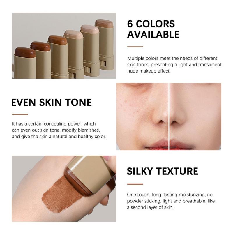 6 Farben Abdeckstift-Palette - Deckt Makel Akne Narben ab, Primer BB Cream Foundation Stick, Langanhaltendes Natürliches Finish Gesichts-Make-up für Alle Hauttypen