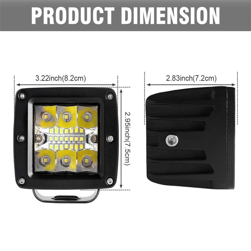 2Pcs Auto Led Light Bar 3Inch Work Light Amber White Strobe Led Pods Drl 12 24V For Jeep Tractors Boat 4X4 Truck Fog Lamp