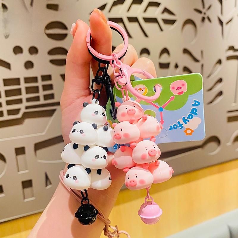 Creative Cartoon Animal Keychain Panda Pig Chick Pvc Key Ring For Friends And Family